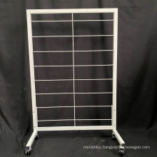 white color mesh grid panel display rack with L leg